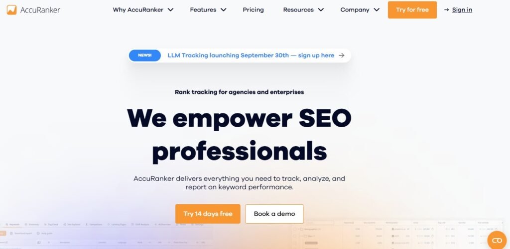 Accuranker Homepage