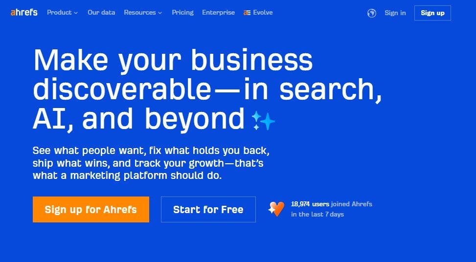 ahrefs homepage