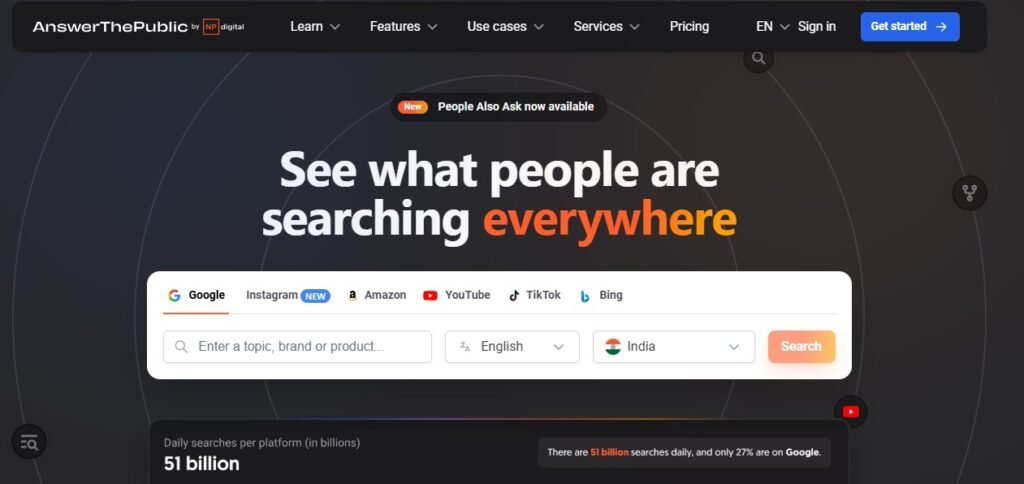 answerthepublic homepage