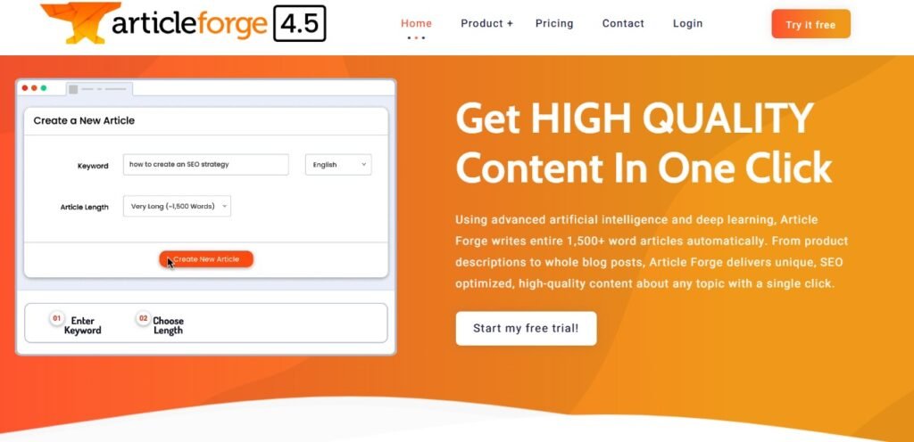 Article Forge Home Page