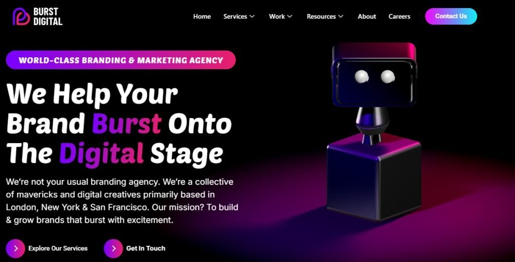 Burst Digital homepage