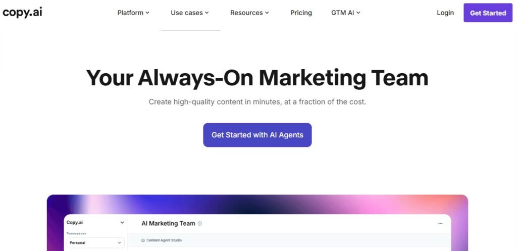 Copy Ai homepage