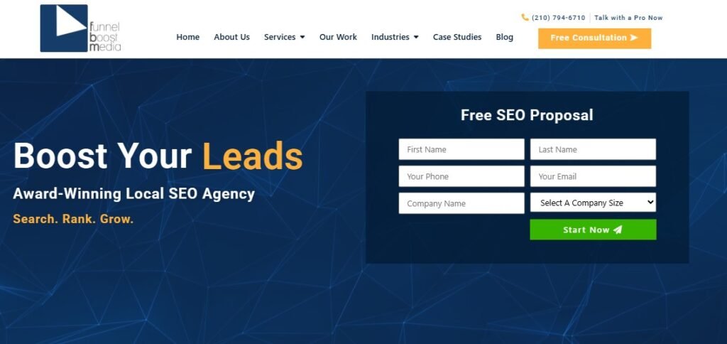 funnel boost media homepage