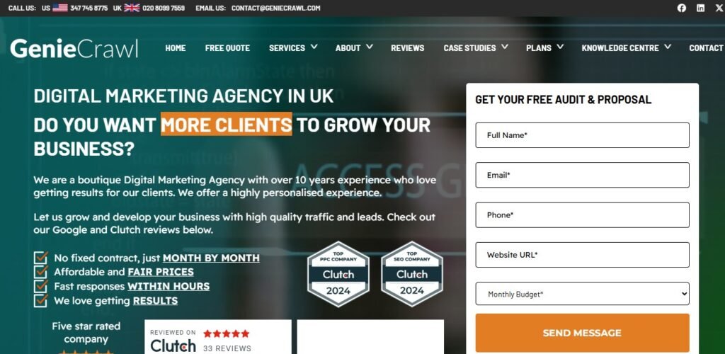 Genie Crawl homepage