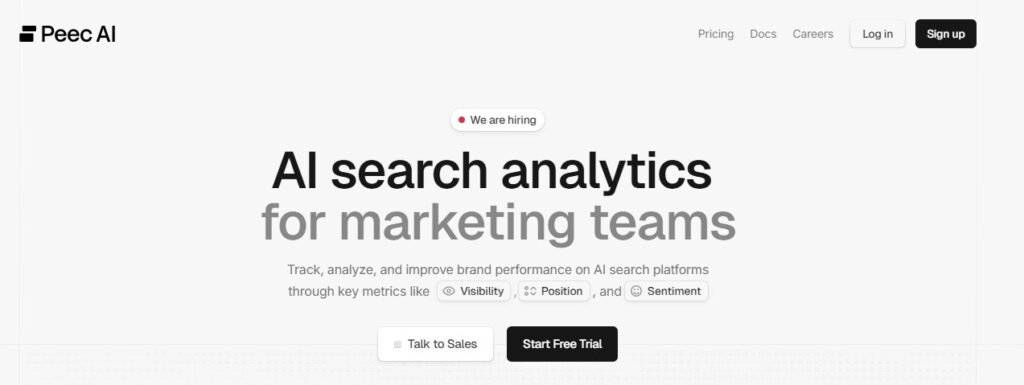 Peec ai homepage