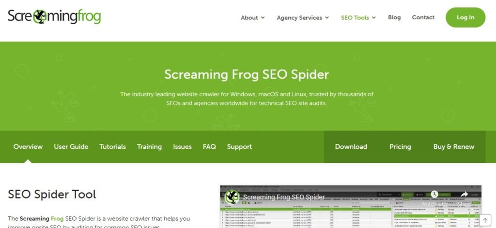 screaming frog homepage