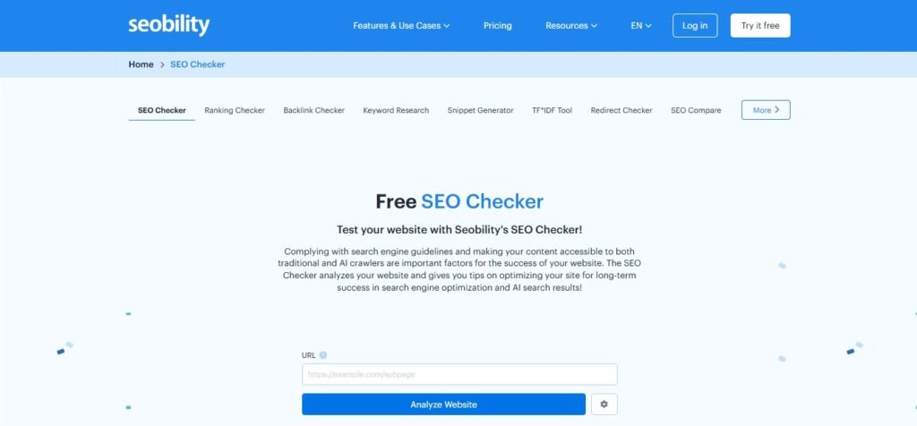 seo checker homepage