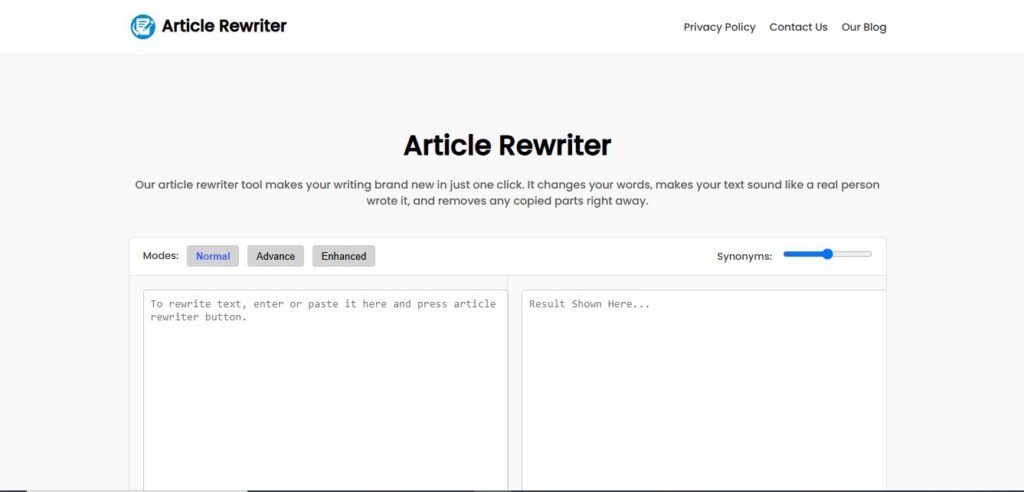 article rewriter homepage