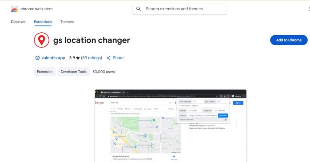 GS location changer homepage
