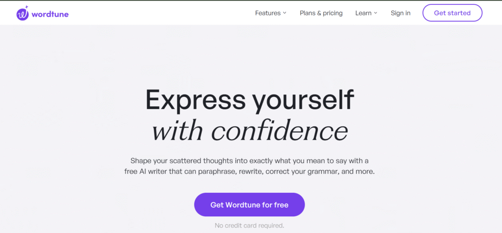 wordtune homepage