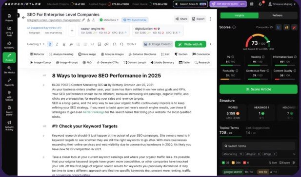 Search Atlas Dashboard for
Content SEO Optimization